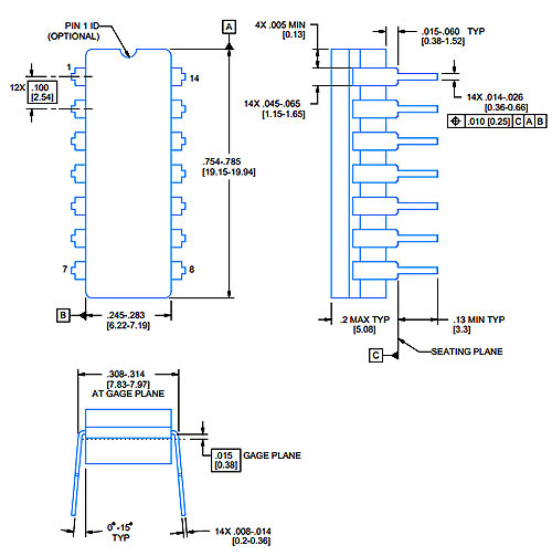 74LS74 Dimensions 