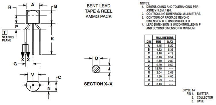 BC639 Transistor Dimension