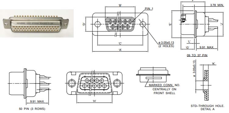 DB25 Port Connector Dimensions