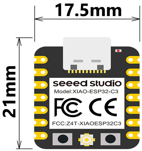 ESP32-C3 2D Model and Dimensions