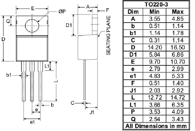 L4940V5 Regulator Dimensions