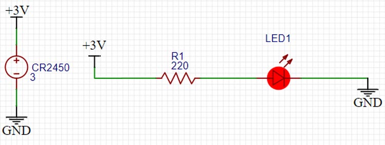 LED Glow Circuit Diagram using CR2450