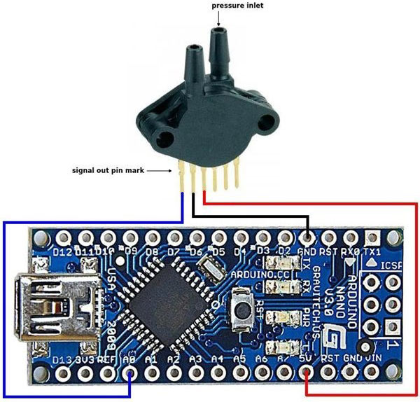 MPX5010DP Arduino Circuit Diagram