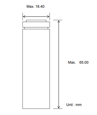 18650 Lithium Cell dimensions