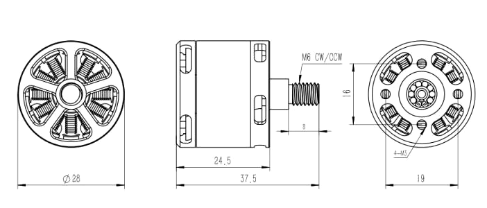 2212 BLDC Motor Dimensions