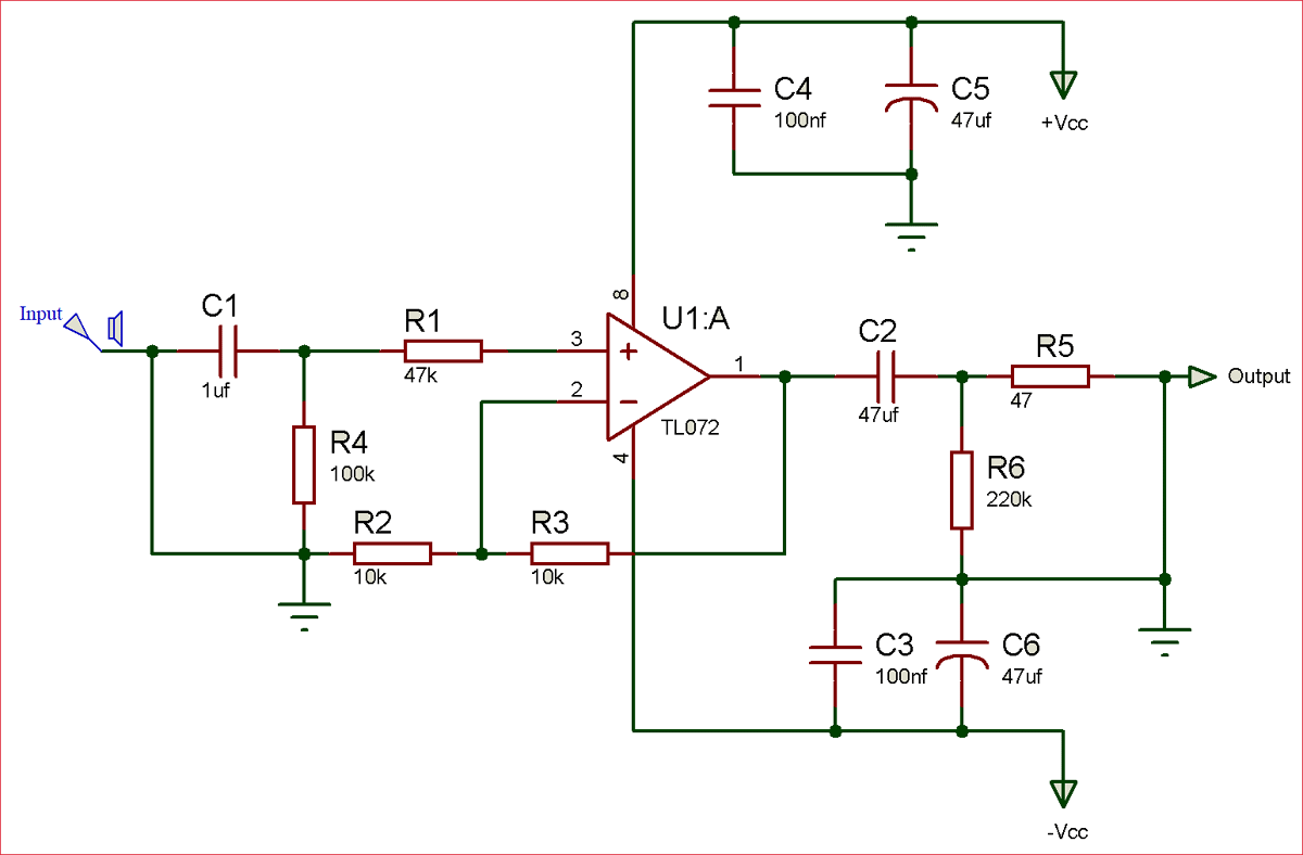 TL072 op-amp IC Circuit Diagram