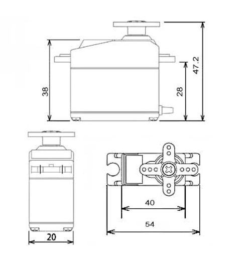 MG995 Servo Motor Pinout Dimensions