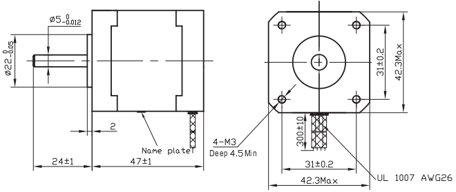 NEMA17 Stepper Motor 2D-Model