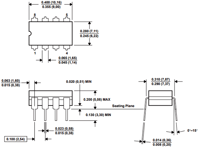 UC3842 Dimensions